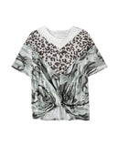 Azura Exchange Leopard Camo Twist Knot Half Sleeve T-Shirt - 2X