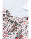 Azura Exchange Printed V-neck Flutter Sleeve Blouse - 2XL
