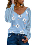 Cheeky X by Azura Exchange Daisy Print Mesh Patchwork Long Sleeve Top - L
