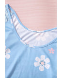 Azura Exchange Daisy Print Mesh Patchwork Long Sleeve Top - XL