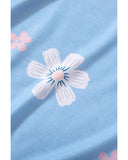 Azura Exchange Daisy Print Mesh Patchwork Long Sleeve Top - XL