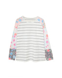 Azura Exchange Floral Long Sleeve Top with Stripe Print - 5X