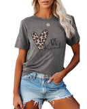 Azura Exchange Leopard Heart Shape Print Short Sleeve T-shirt - M