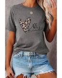 Azura Exchange Leopard Heart Shape Print Short Sleeve T-shirt - XL