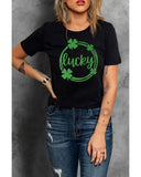 Azura Exchange Sequin Lucky Clover Print T-shirt - L