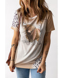 Azura Exchange Highland Cattle Leopard Print T-Shirt - M