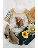 Azura Exchange Highland Cattle Leopard Print T-Shirt - M