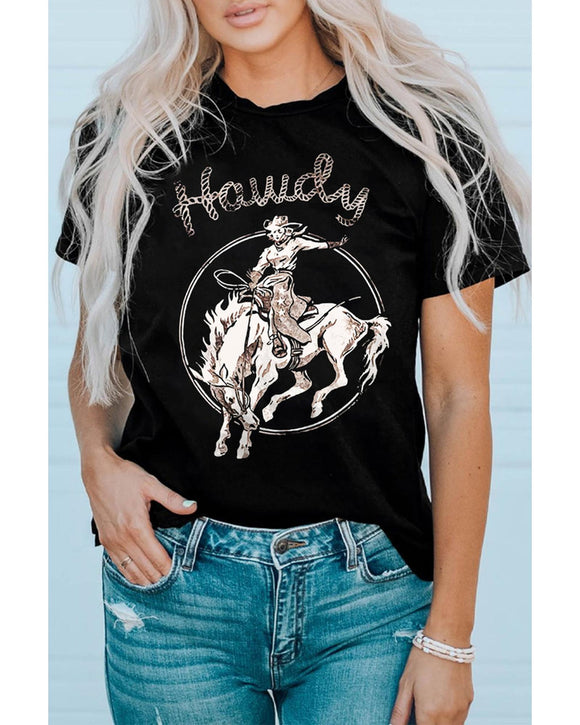 Azura Exchange Western Cowboy Graphic Print Crewneck T-Shirt - L