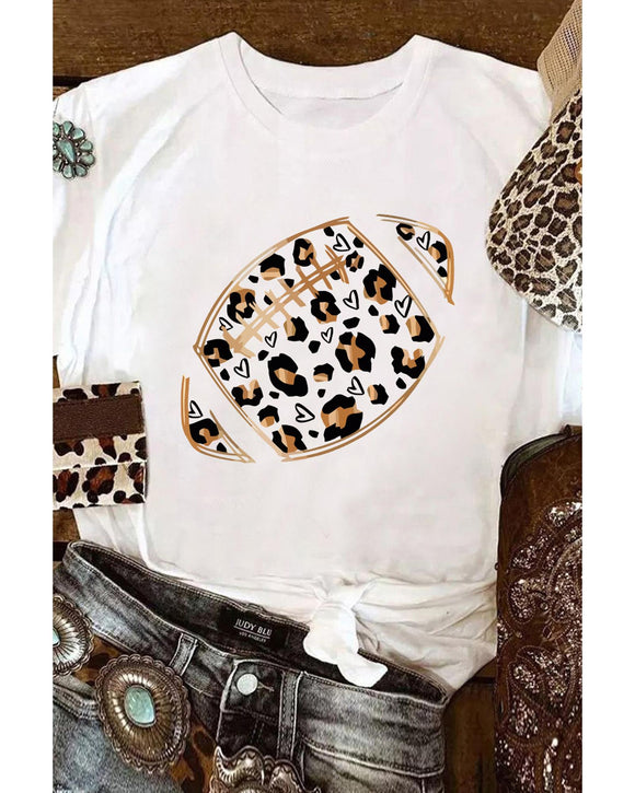 Azura Exchange Leopard Heart Shape Rugby Print T-Shirt - S