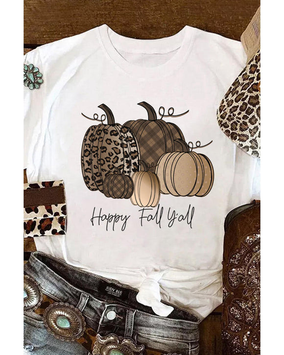 Azura Exchange Pumpkin Print Graphic T-Shirt for Fall - M
