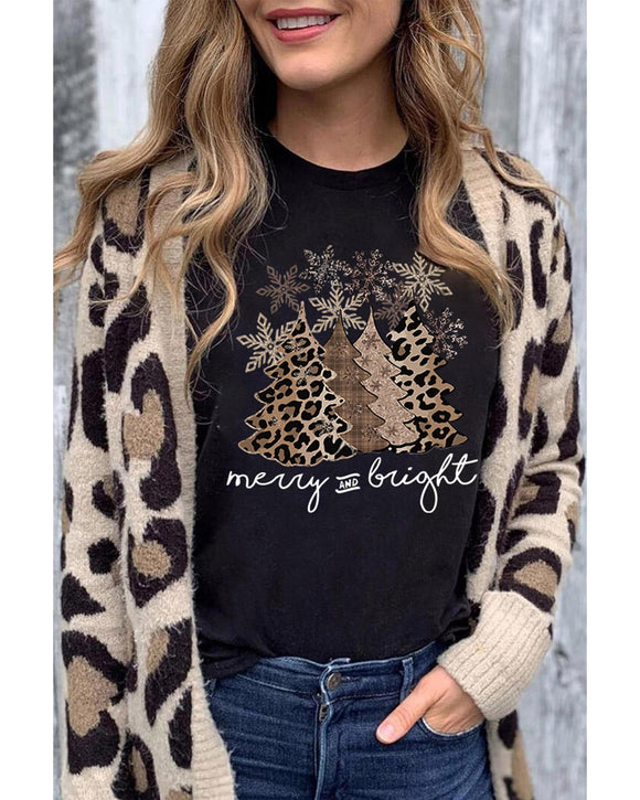 Azura Exchange Leopard Christmas Tree Graphic Print T-Shirt - S