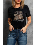 Azura Exchange Leopard Christmas Tree Graphic Print T-Shirt - S