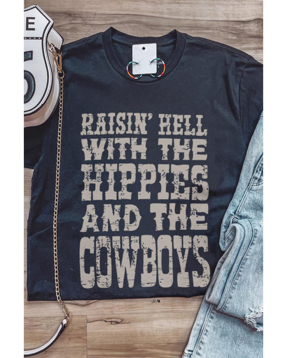 Azura Exchange Hippies And The Cowboys Graphic Tee - M
