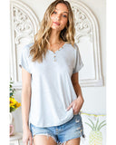 Azura Exchange Buttoned V Neckline T-shirt - L
