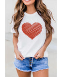 Azura Exchange Glitter Pattern Heart Print T-Shirt - L