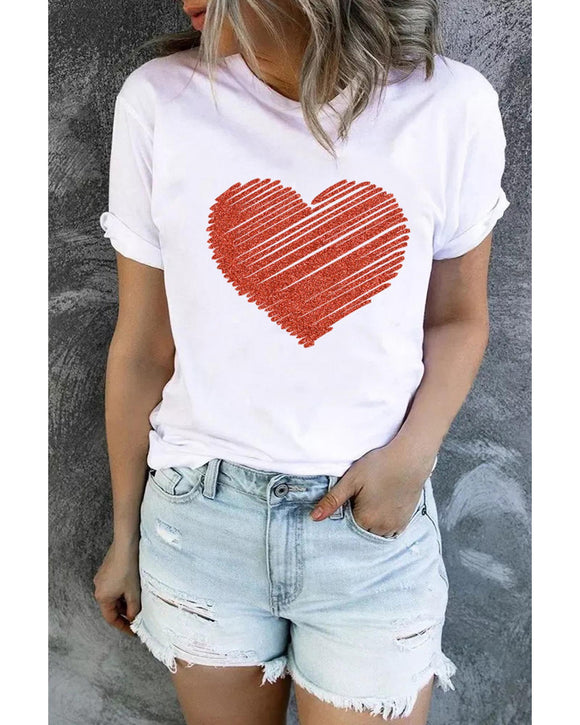 Azura Exchange Glitter Pattern Heart Print T-Shirt - S