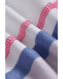 Azura Exchange Patchwork V Neck T-Shirt with Stripe Detail - XL