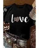 Azura Exchange Leopard Heart Shape Print T-Shirt - S