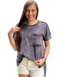 Azura Exchange Mineral Wash Pocketed Tee with Slits - XL