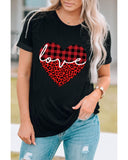 Azura Exchange Leopard Plaid Heart Shaped Crewneck T Shirt - S