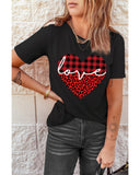 Azura Exchange Leopard Plaid Heart Shaped Crewneck T Shirt - S