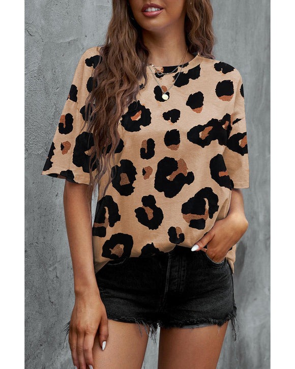 Azura Exchange Leopard Print Loose T-Shirt - XL