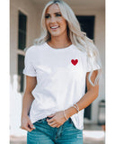 Azura Exchange Embroidered Heart Pattern T-Shirt - XL