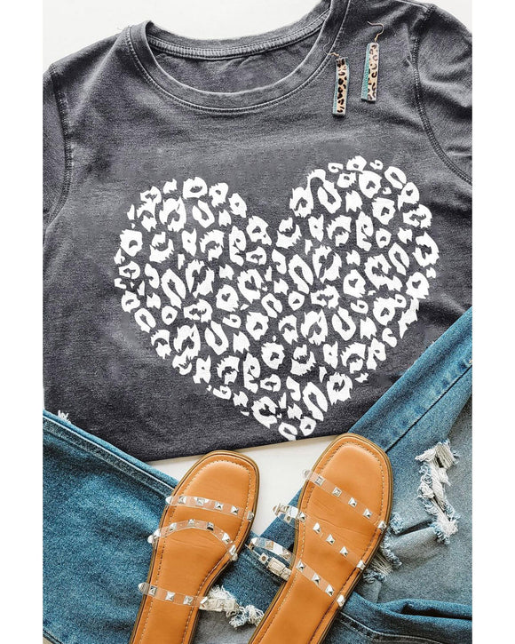 Azura Exchange Leopard Kiss Print Valentines Heart Graphic Tee - 2XL