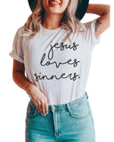 Azura Exchange Jesus Loves Sinners Funny T-Shirt - L