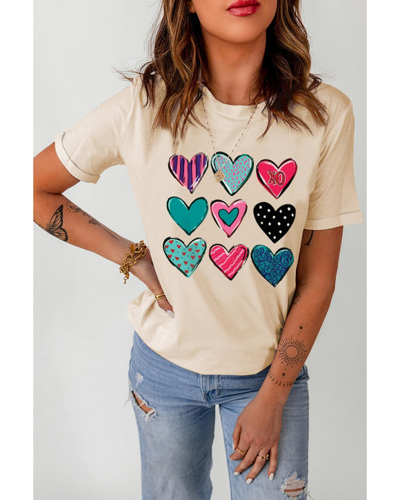 Azura Exchange Valentines Multi Pattern Heart Print T-Shirt - S