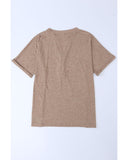 Azura Exchange Button V Neck Rolled Short Sleeve T Shirt - XL