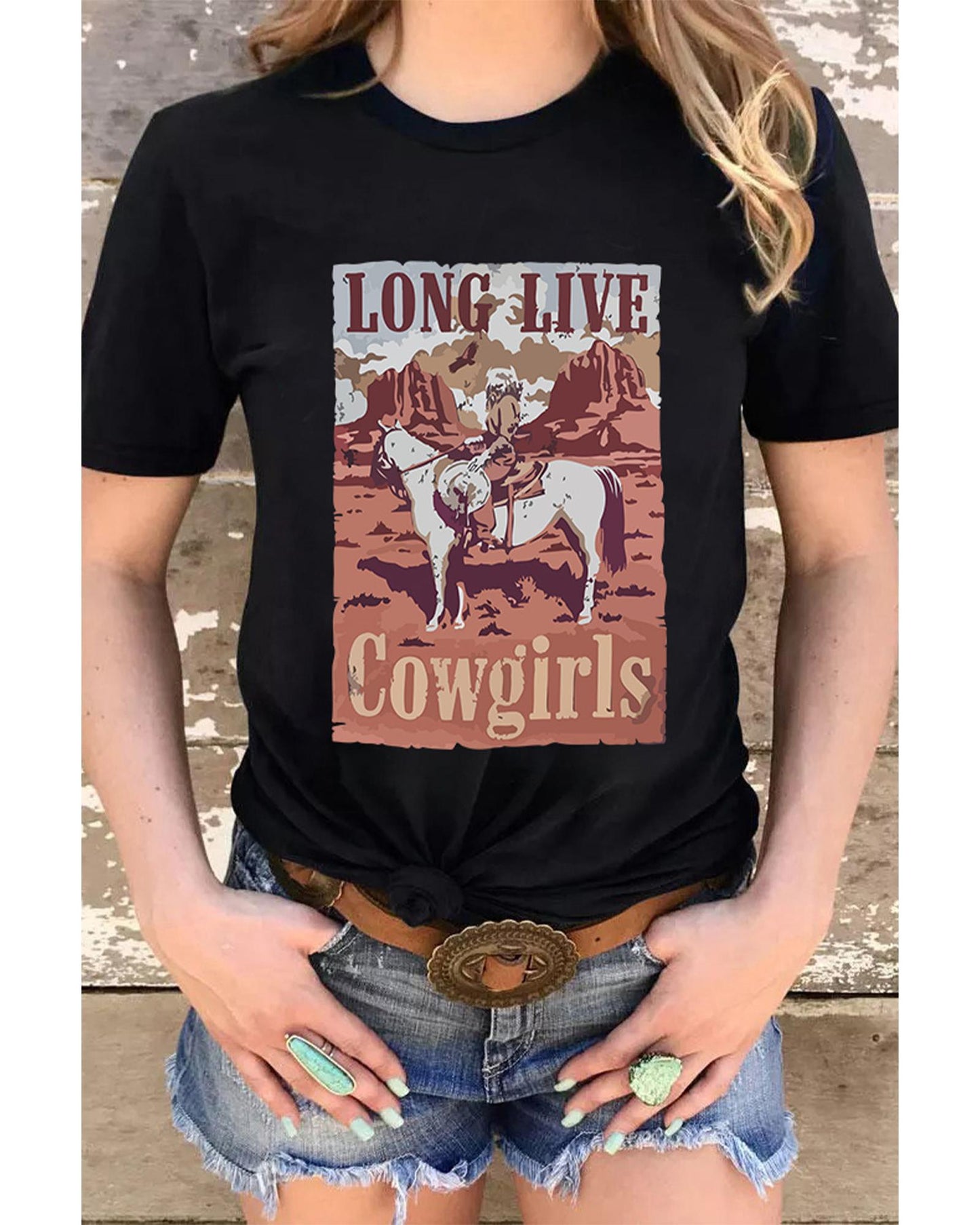 Azura Exchange LONG LIVE Cowgirls Graphic Print T-Shirt - L