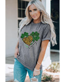Azura Exchange Leopard Plaid Heart Clover Graphic Print T-Shirt - L