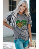 Azura Exchange Leopard Plaid Heart Clover Graphic Print T-Shirt - L