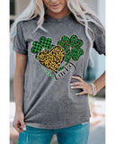 Azura Exchange Leopard Plaid Heart Clover Graphic Print T-Shirt - S
