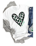 Azura Exchange Leopard Heart Print St Patricks Day T Shirt - S