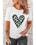 Azura Exchange Leopard Heart Print St Patricks Day T Shirt - XL