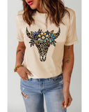 Azura Exchange Leopard Cow Skull Graphic Print T-Shirt - M