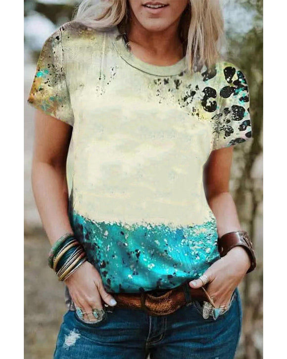 Azura Exchange Leopard Tie-dye Bleached T-shirt - M