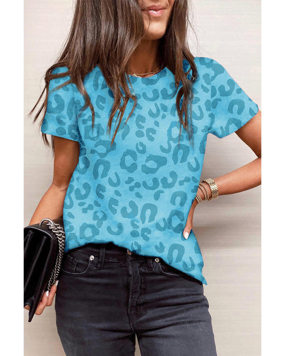 Azura Exchange Leopard Print Crew Neck T Shirt - S