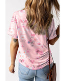 Cheeky X by Azura Exchange Floral Print V Neck T-shirt - S