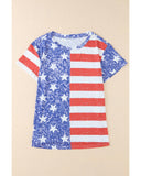 Azura Exchange American Flag Print Distressed Crew Neck T-Shirt - XL