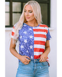 Azura Exchange American Flag Print Distressed Crew Neck T-Shirt - XL