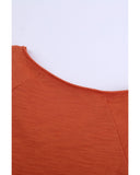 Azura Exchange Cotton Blend V Neck Tee with Front Pocket and Side Slits - S