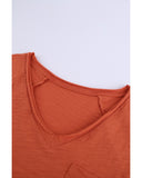 Azura Exchange Cotton Blend V Neck Tee with Front Pocket and Side Slits - XL
