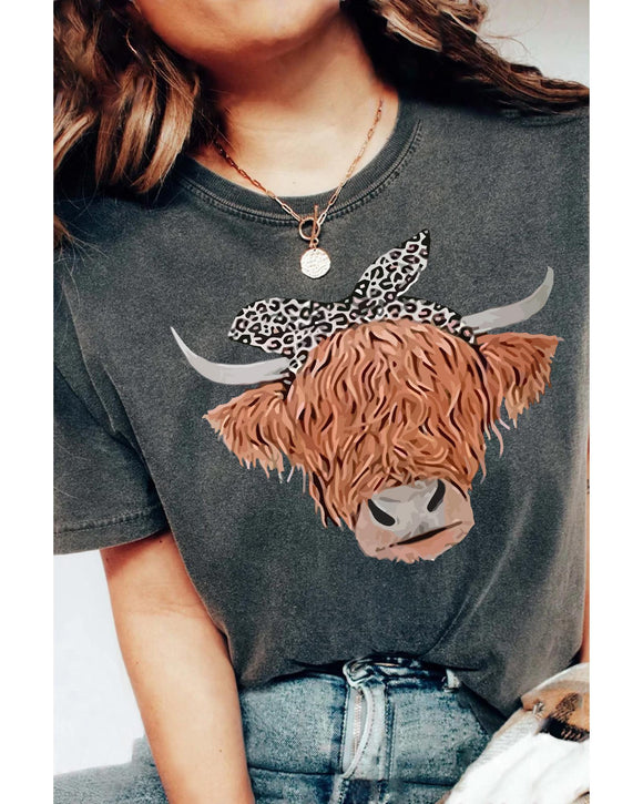 Azura Exchange Cow Head Print Short Sleeve T Shirt - S