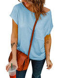 Azura Exchange Pocketed Knit Tee with Side Slits - L