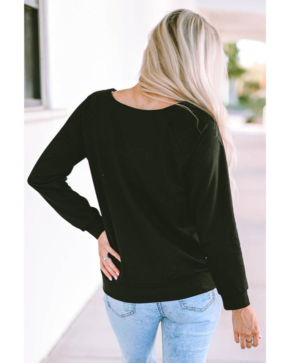 Azura Exchange Relaxed Fit Solid Round Neck Raglan Long Sleeve Tee - L