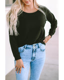 Azura Exchange Relaxed Fit Solid Round Neck Raglan Long Sleeve Tee - S