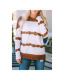 Azura Exchange Tie Dye Striped Loose Knitted Top with Slits - L